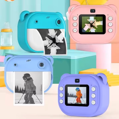 Kids Instant Print Camera Kids Camera 1080P Digital Camera with Dual Lens 2 Inch Screen Built-in Battery Picture Frames Thermal Printing Paper